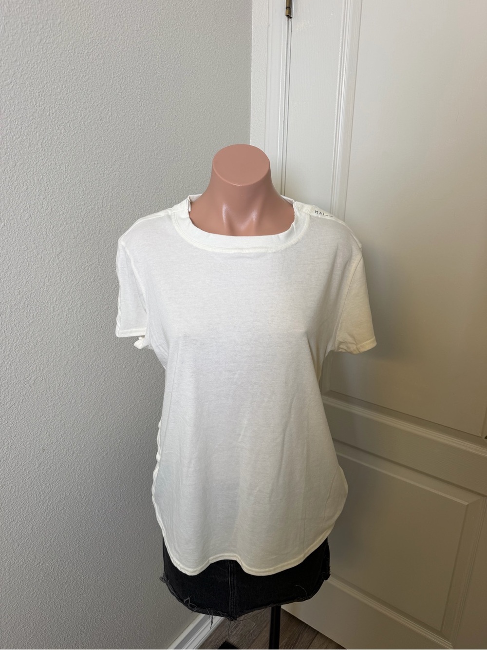 Mai We Care Adaptive White Short Sleeve Crewneck Tee
